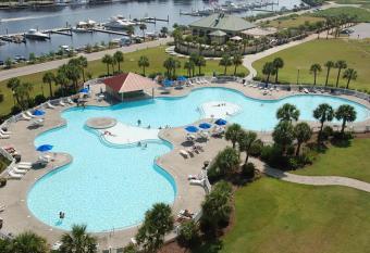 Massive Waterfront Pool Lakefront Condo Famous Barefoot Resort has Balcony rooms