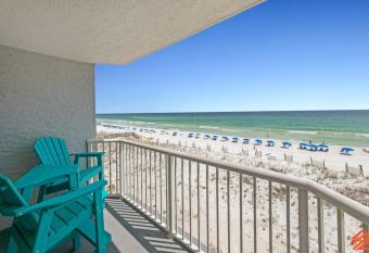 Therapeutic Coastal Vibe Gulf Front Studio Condo has rooms with a private hot tub