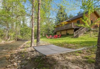 Riversong Cabin! Cozy Black Mountain Retreat has rooms with a private hot tub