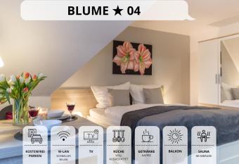 Blumenvilla 4 mit K  che, Balkon, Sauna und Garten has Balcony rooms