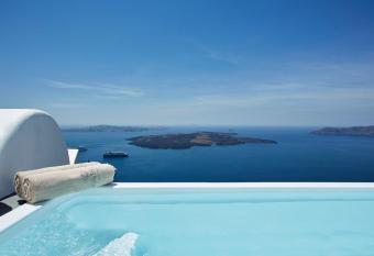 Elegant Santorini Villa - Private Plunge Pool - Eden Villas Superior Two Bedroom Villa - Stunning Caldera View has rooms with a private hot tub
