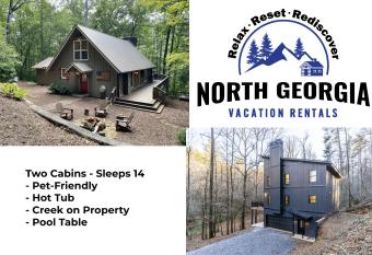 New Listing! Two Creekside Cabins - Sleeps 14 has rooms with a private hot tub