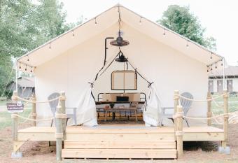 XLg Porch Deluxe glamping tents @ Lake Guntersville State Park has Balcony rooms