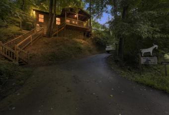 Treehouse Between Gatlinburg and Pigeon Forge. Pet Friendly! has rooms with a private hot tub