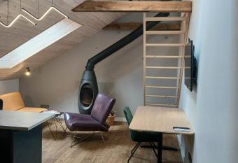 Loft style studio in the Old Town has rooms with a private hot tub