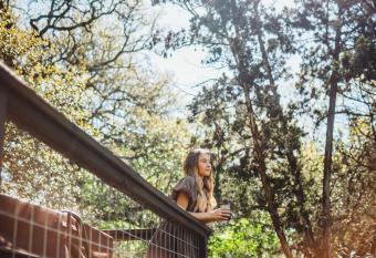 Hideout Cabin - private retreat just 15 mins from Wimberley! has rooms with a private hot tub