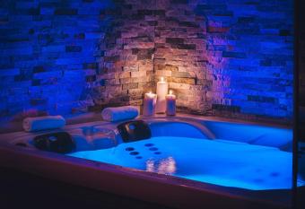 Apartm  ny Jedovnice has rooms with a private hot tub