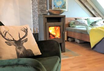 Studio - grosses Wohn-Schlafzimmer - Dachterrasse - Kamin - K  che - Hohes Venn - Monschau - Eifel - Hunde willkommen beim Hof Vierzehnender has Balcony rooms