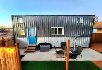 Tiny Home Hot Tub has rooms with a private hot tub