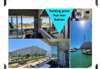 Lovely apartment in Marina Baie des Anges- Baronnet - Sew view, free parking spaces on site, restaurants, beach, supermarket has Balcony rooms