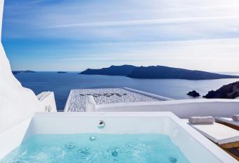 Luxury Santorini Villa Aegean Magic Villa Indoor Outdoor Plunge Pool Sea Caldera View 1 allows 18 year olds to book a room