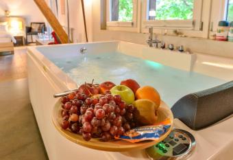Hotel zur Kloster-M  hle has rooms with a private hot tub