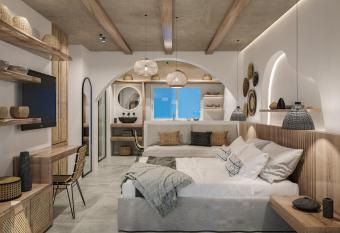 Mykonos Residence Villas & Suites Merchia Beach has rooms with a private hot tub