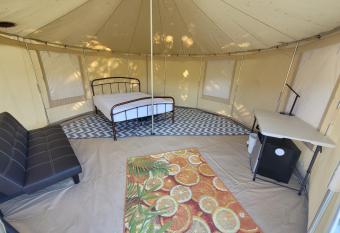 Rent A Yurt Tent with log burner, double bed, sofa bed and cooking facilities on small campsite Just bring bedding Hassle Free Camping allows 18 year olds to book a room