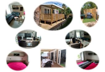 Bungalow de 3 chambres a Vias a 800 m de la plage avec piscine partagee spa et terrasse amenagee has rooms with a private hot tub