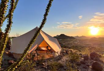 Luxury tents at Space Cowboys, 10min to Big Bend National Park allows 18 year olds to book a room