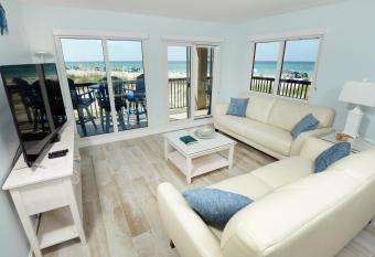 Gulf-front, ground-level wrap-around ocean-front condo at Pinnacle Port Resort has Balcony rooms