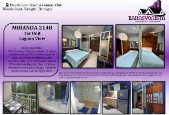 Miranda 214B Lagoon View 1BR by Raquel s Place at Pico de Loro has Balcony rooms