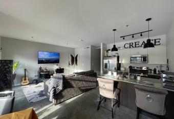 Artsy Modern Industrial Style APT has Balcony rooms