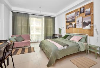 Studio for leisure/ work stay has rooms with a private hot tub