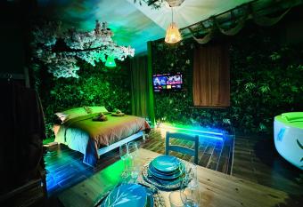 JACUZZI dans la JUNGLE centre ville has rooms with a private hot tub